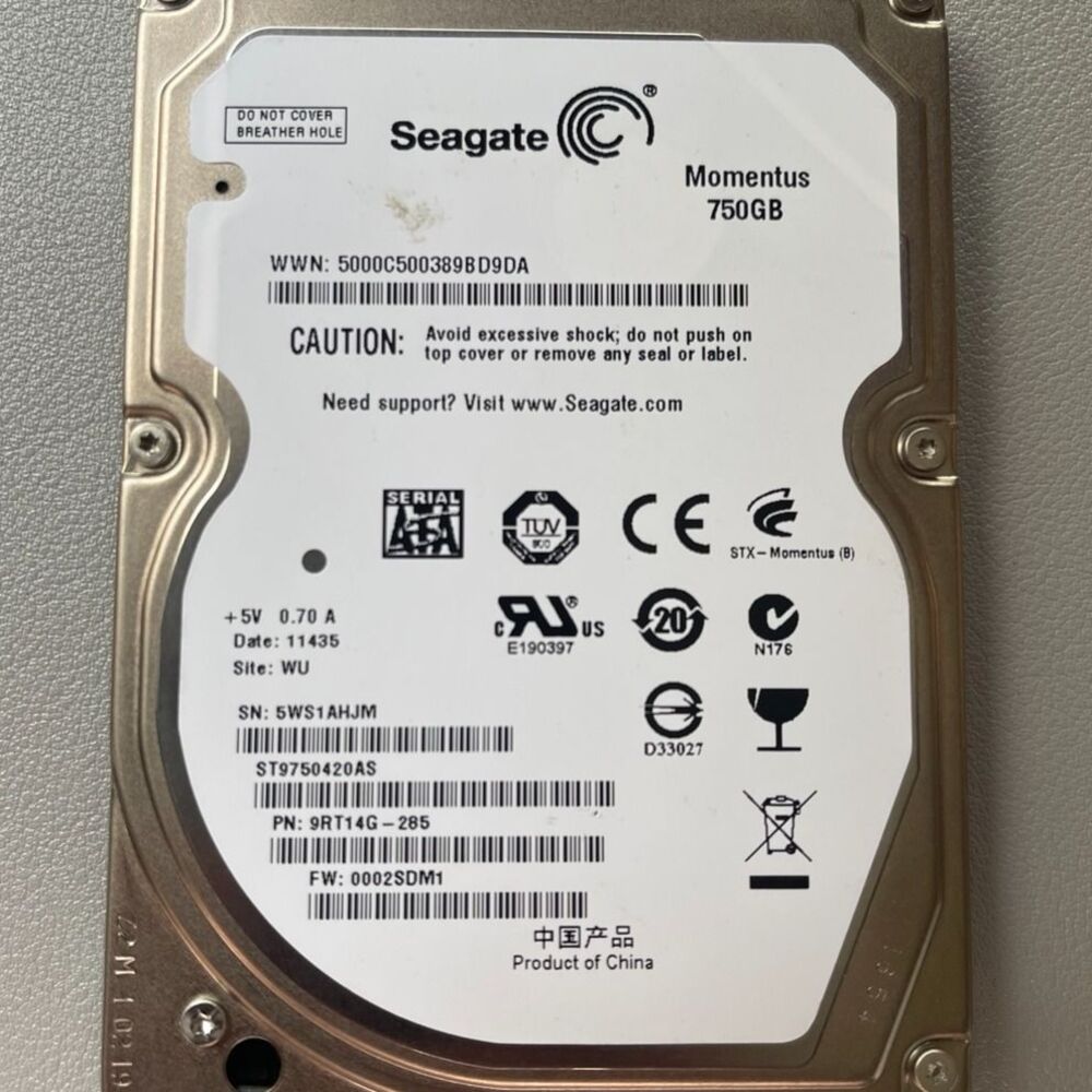 Seagate Momentus 750GB 7200 RPM Sata Internal Laptop Hard Drive